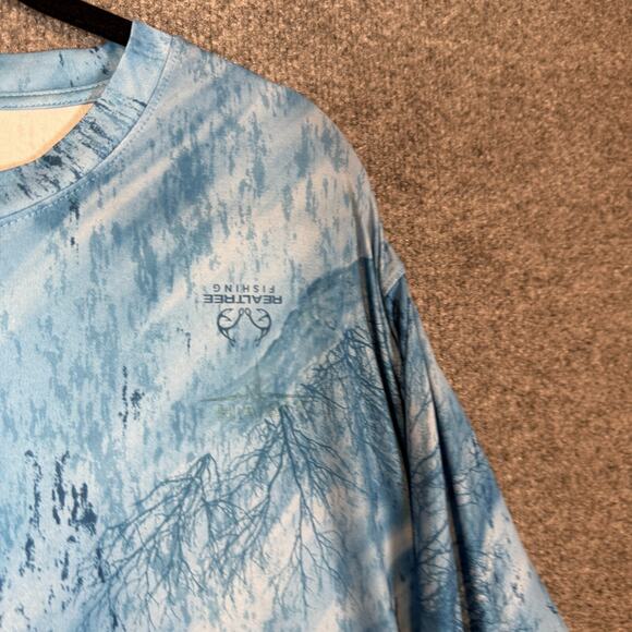 Habit Shirt Mens 2XL Blue UPF 40 Blue Water Long Slv Pullover Realtree Fishing - Picture 4 of 10